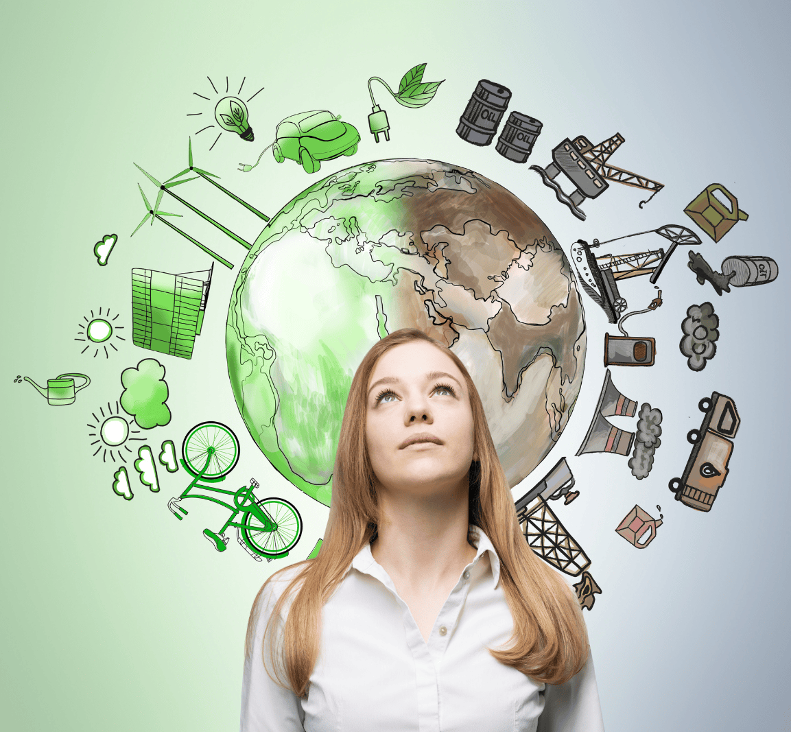 Personne en réflexion sur tous les impacts environnementaux positifs et négatifs